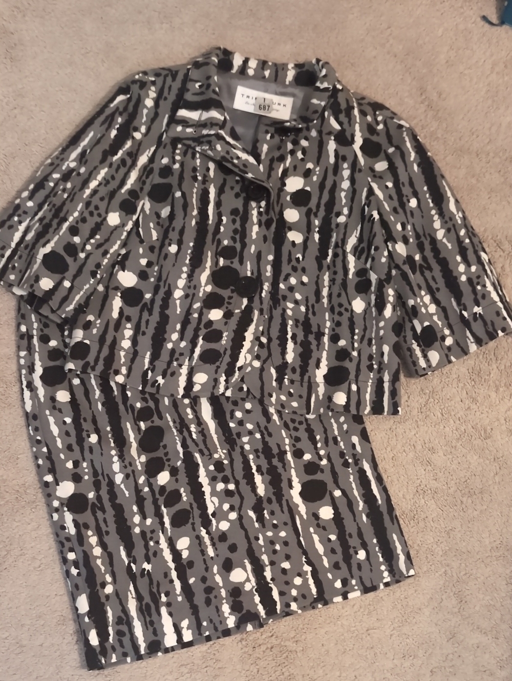 Trina Turk Black and White Abstract Suit